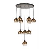 Avizemoda Side 10 lu Kahve Camlı Salon Oturma Odası Modern Sarkıt Avize - (Siyah Kasa)