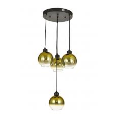 Avizemoda Side 4 lü Gold Camlı Salon Oturma Odası Modern Sarkıt Avize - (Siyah Kasa)