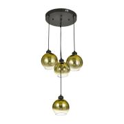 Avizemoda Side 4 lü Gold Camlı Salon Oturma Odası Modern Sarkıt Avize - (Siyah Kasa)
