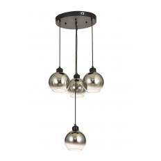 Avizemoda Side 4 lü Krom Camlı Salon Oturma Odası Modern Sarkıt Avize - (Siyah Kasa)