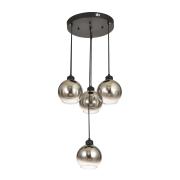 Avizemoda Side 4 lü Krom Camlı Salon Oturma Odası Modern Sarkıt Avize - (Siyah Kasa)