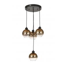 Avizemoda Side 4 lü Kahve Camlı Salon Oturma Odası Modern Sarkıt Avize - (Siyah Kasa)
