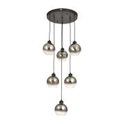 Avizemoda Side 6 lı Krom Camlı Salon Oturma Odası Modern Sarkıt Avize - (Siyah Kasa)