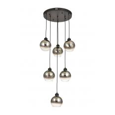 Avizemoda Side 6 lı Krom Camlı Salon Oturma Odası Modern Sarkıt Avize - (Siyah Kasa)