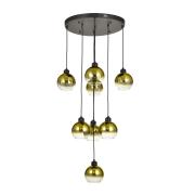 Avizemoda Side 8 li Gold Camlı Salon Oturma Odası Modern Sarkıt Avize - (Siyah Kasa)