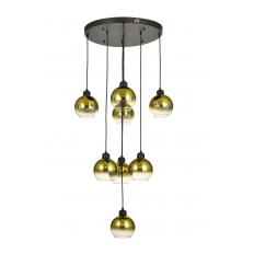Avizemoda Side 8 li Gold Camlı Salon Oturma Odası Modern Sarkıt Avize - (Siyah Kasa)