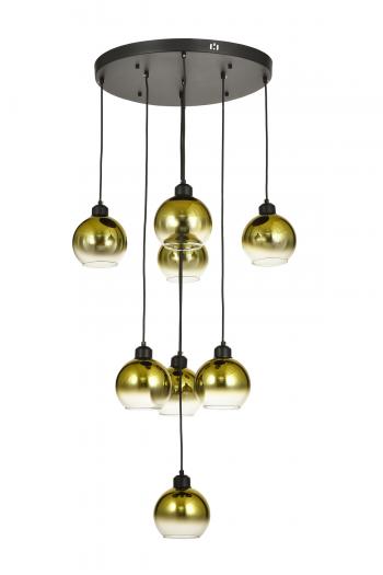 Avizemoda Side 8 li Gold Camlı Salon Oturma Odası Modern Sarkıt Avize - (Siyah Kasa)