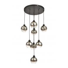 Avizemoda Side 8 li Krom Camlı Salon Oturma Odası Modern Sarkıt Avize - (Siyah Kasa)