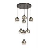 Avizemoda Side 8 li Krom Camlı Salon Oturma Odası Modern Sarkıt Avize - (Siyah Kasa)