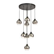 Avizemoda Side 8 li Krom Camlı Salon Oturma Odası Modern Sarkıt Avize - (Siyah Kasa)
