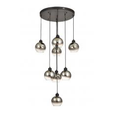 Avizemoda Side 8 li Krom Camlı Salon Oturma Odası Modern Sarkıt Avize - (Siyah Kasa)