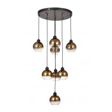 Avizemoda Side 8 li Kahve Camlı Salon Oturma Odası Modern Sarkıt Avize - (Siyah Kasa)