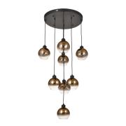 Avizemoda Side 8 li Kahve Camlı Salon Oturma Odası Modern Sarkıt Avize - (Siyah Kasa)