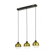 Avizemoda Side 3 lü Yemek Masası Üstü Gold Camlı Modern Sarkıt Avize - (Siyah Kasa)