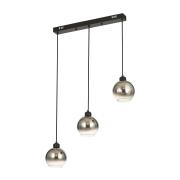 Avizemoda Side 3 lü Yemek Masası Üstü Krom Camlı Modern Sarkıt Avize - (Siyah Kasa)
