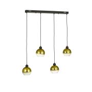 Avizemoda Side 4 lü Yemek Masası Üstü Gold Camlı Modern Sarkıt Avize - (Siyah Kasa)