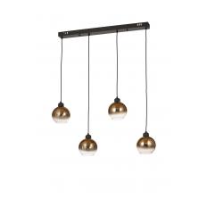 Avizemoda Side 4 lü Yemek Masası Üstü Kahve Camlı Modern Sarkıt Avize - (Siyah Kasa)