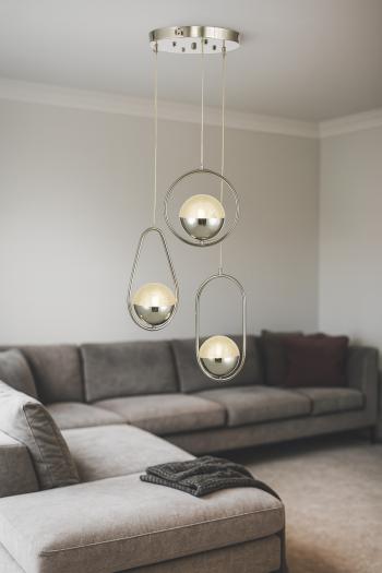 Avizemoda Serra 3'lü Akrilik Toplu Salon Oturma Odası Modern Sarkıt Avize - Krom Kaplama