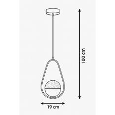 Avizemoda Serra Oval Şeffaf Camlı Salon Oturma Odası Modern Sarkıt Avize - Siyah