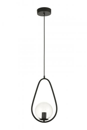 Avizemoda Serra Oval Şeffaf Camlı Salon Oturma Odası Modern Sarkıt Avize - Siyah