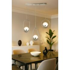 Avizemoda Serra 3'lü Yemek Masası Üstü Akrilik Toplu Salon Oturma Odası Modern Sarkıt Avize - Krom