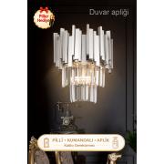 Sima Kristal Taşlı Lüks PİLLİ KUMANDALI Aplik - (Gümüş-yaldız)