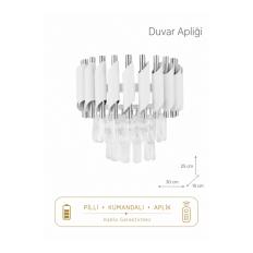 Palmira Prizma Kesim Kristal Taşlı PİLLİ KUMANDALI Lüks Aplik - ( Beyaz - Krom)