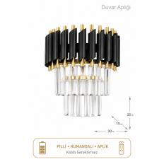 Palmira Kristal Taşlı Lüks PİLLİ KUMANDALI Aplik - ( Siyah - Gold)