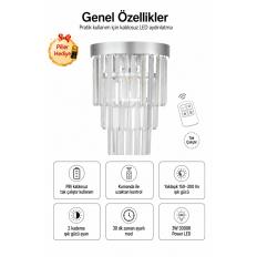 Desina Kristal Taşlı Lüks PİLLİ KUMANDALI Aplik - (gümüş-yaldız)