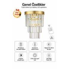 Desina Kristal Taşlı Lüks PİLLİ KUMANDALI Aplik - (Sarı-yaldız)
